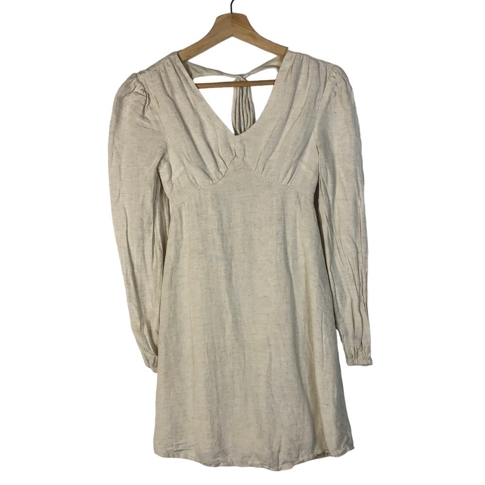 Sincerely Jules Oatmeal Cream Long Sleeve Babydoll Mini Dress XS
